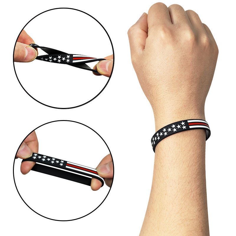 Independence Day Commemorative Party Silicone Bracelet Thin blue line Red Line Flag Wrist Band